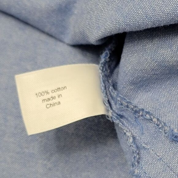 Lane Bryant Denim Cotton Floral Embroidered Blouse Tied Cutout Sleeves Size 18 - Picture 6 of 9